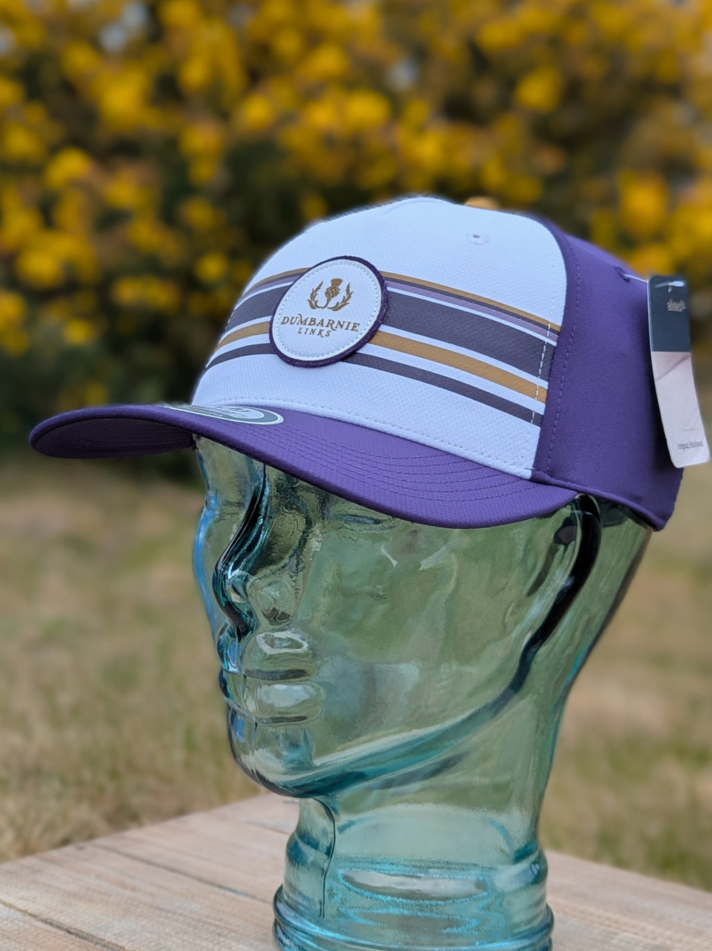 Ahead Block Print Cap in White & Purple
