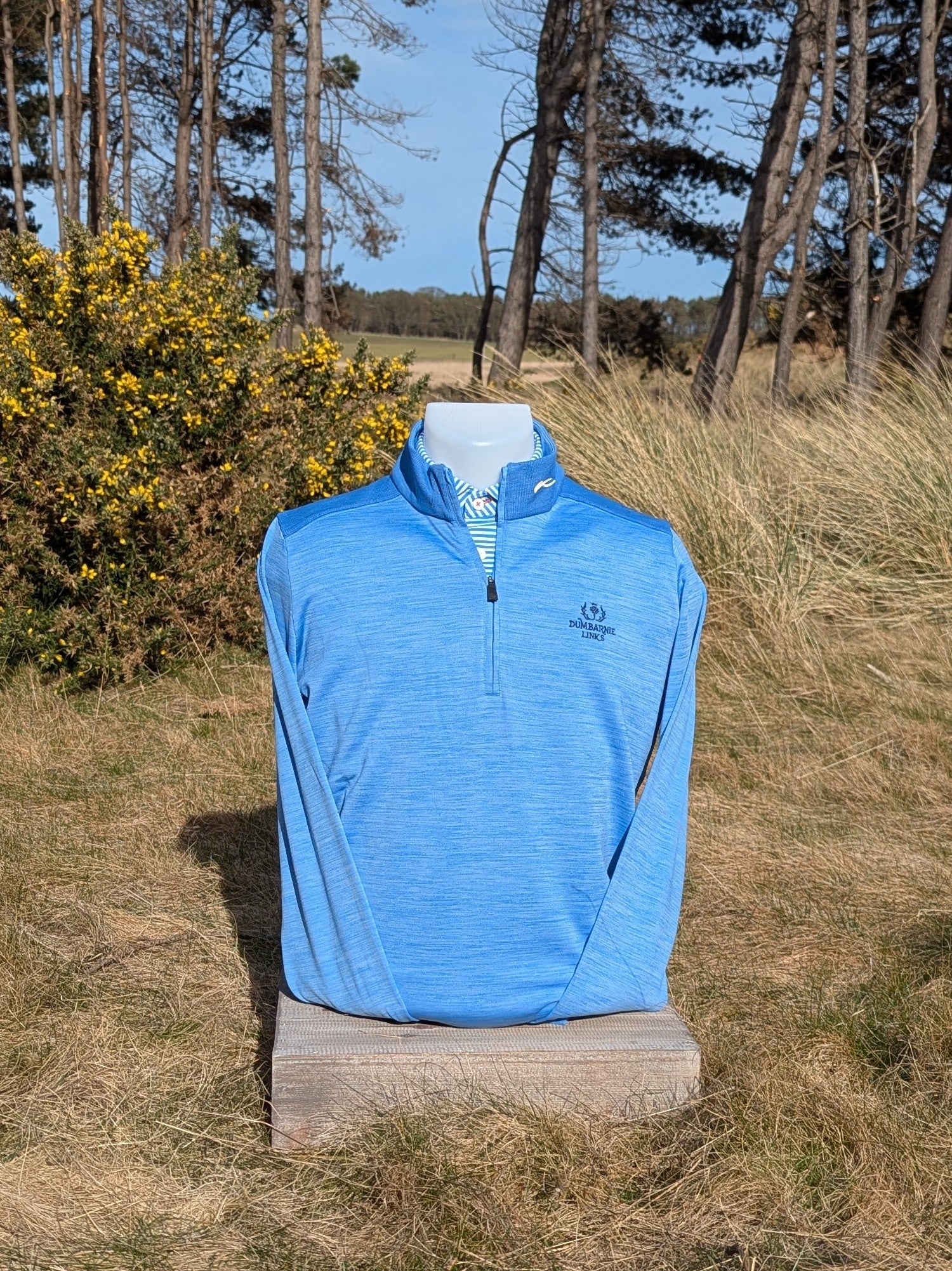 Kjus Liam Techwool Ribbed Hem Half-Zip in Cerulean