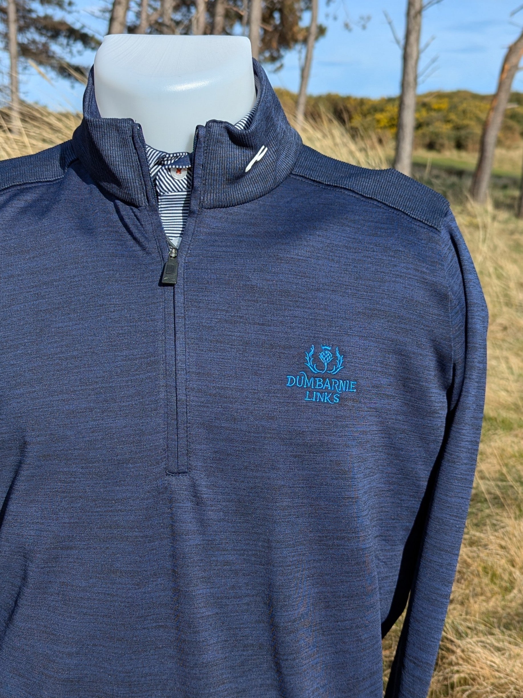 Kjus Liam Techwool Ribbed Hem Half-Zip in Atlanta Blue