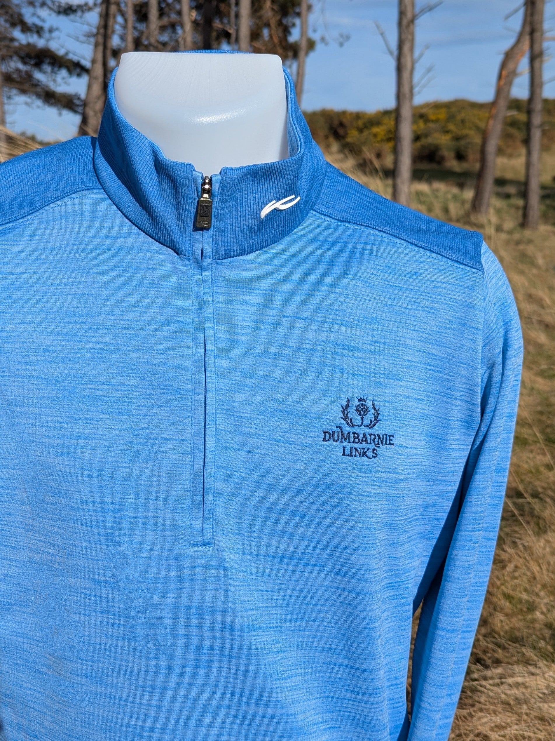 Kjus Liam Techwool Ribbed Hem Half-Zip in Cerulean