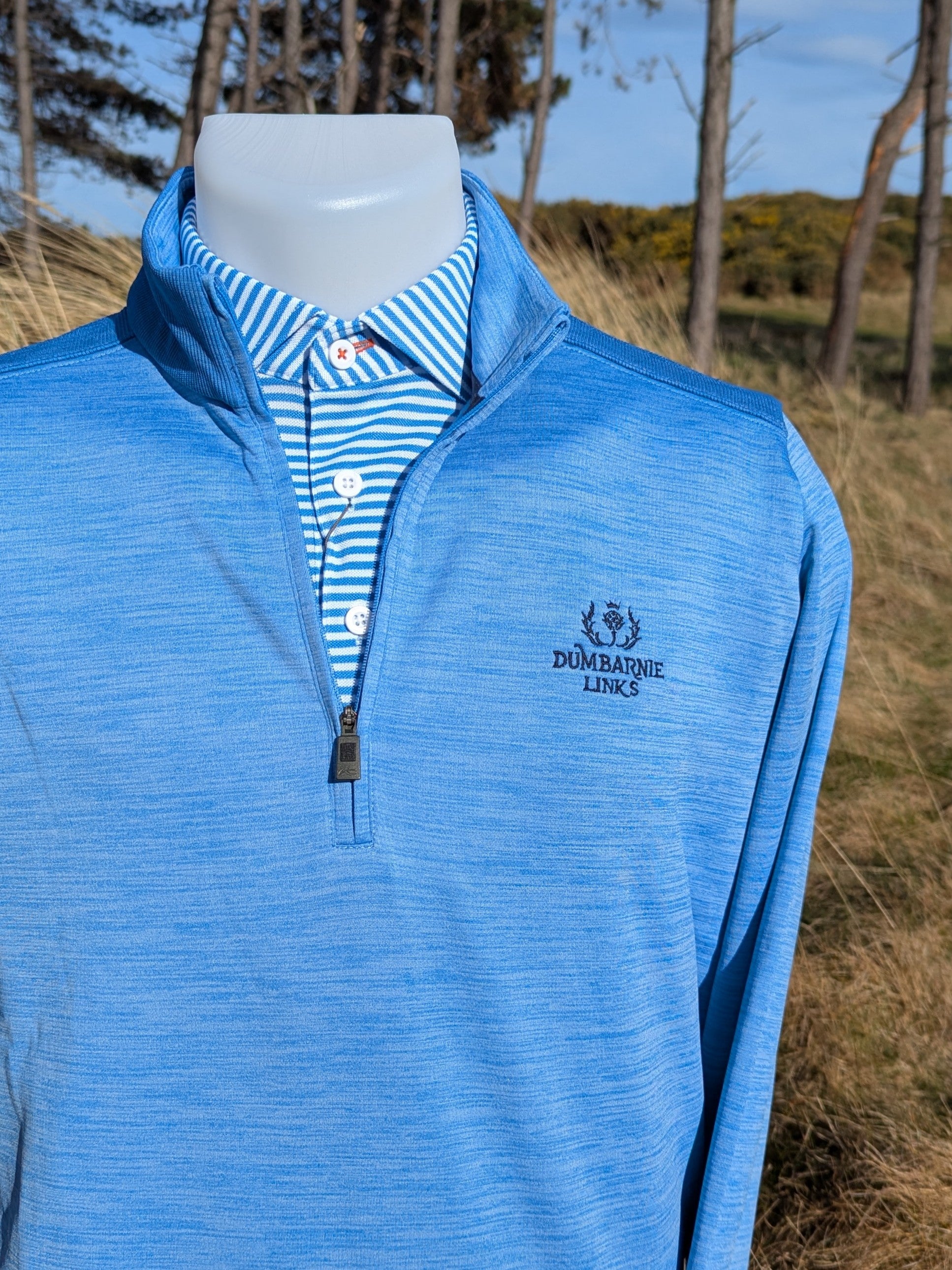 Kjus Liam Techwool Ribbed Hem Half-Zip in Cerulean