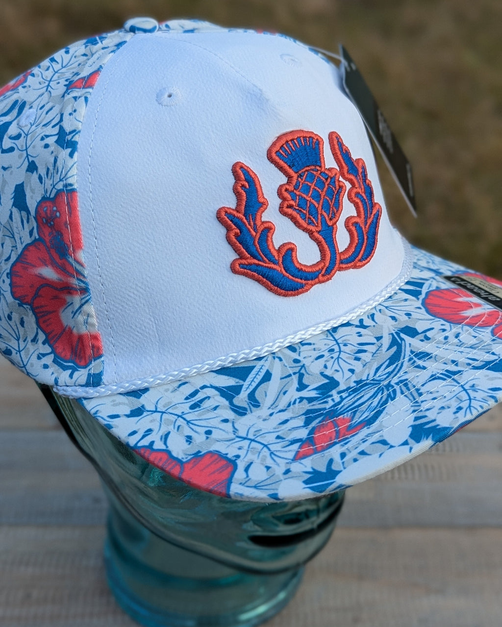 Tropical Print Flat Brim Cap
