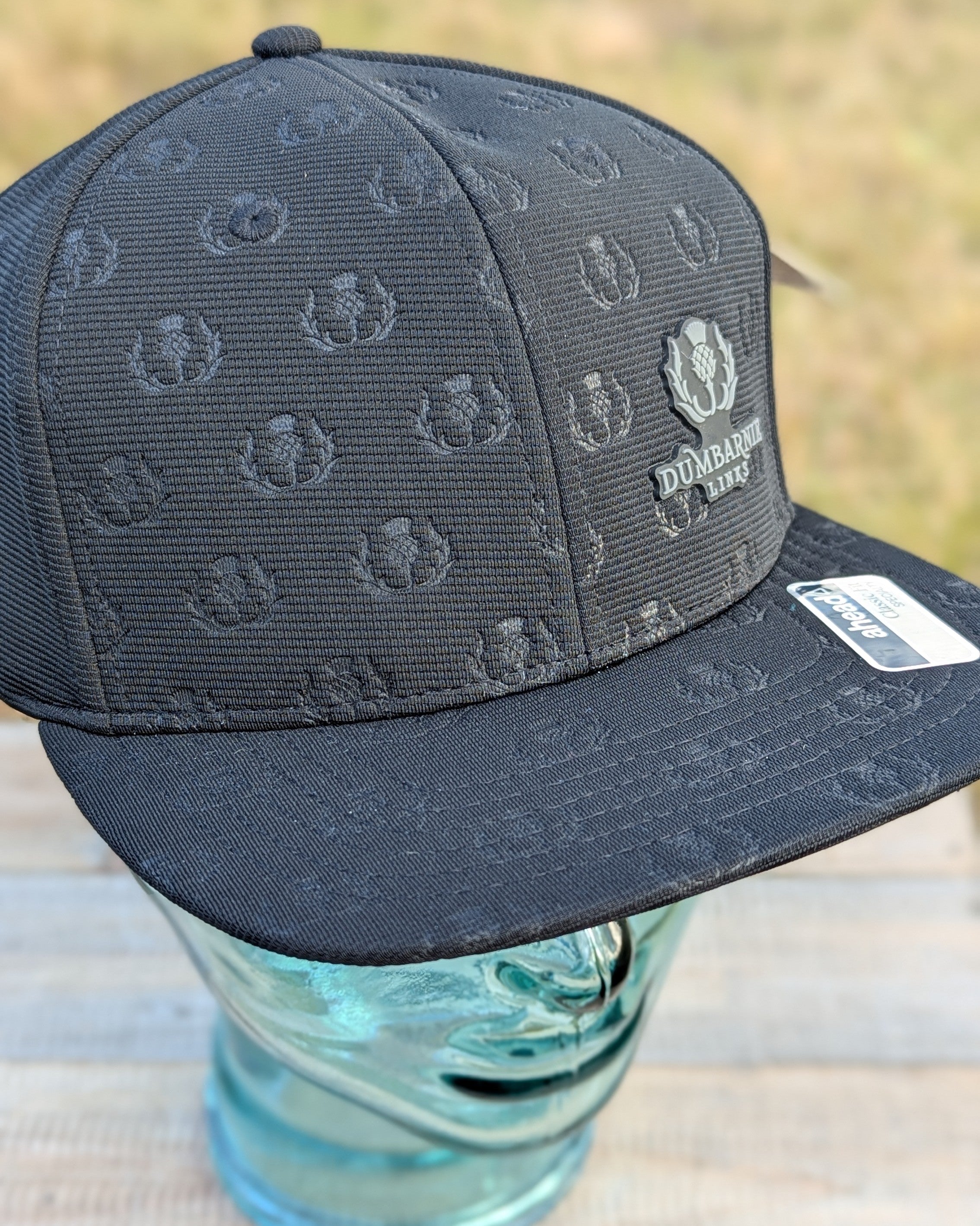 Black Thistle Print Flat Brim Cap