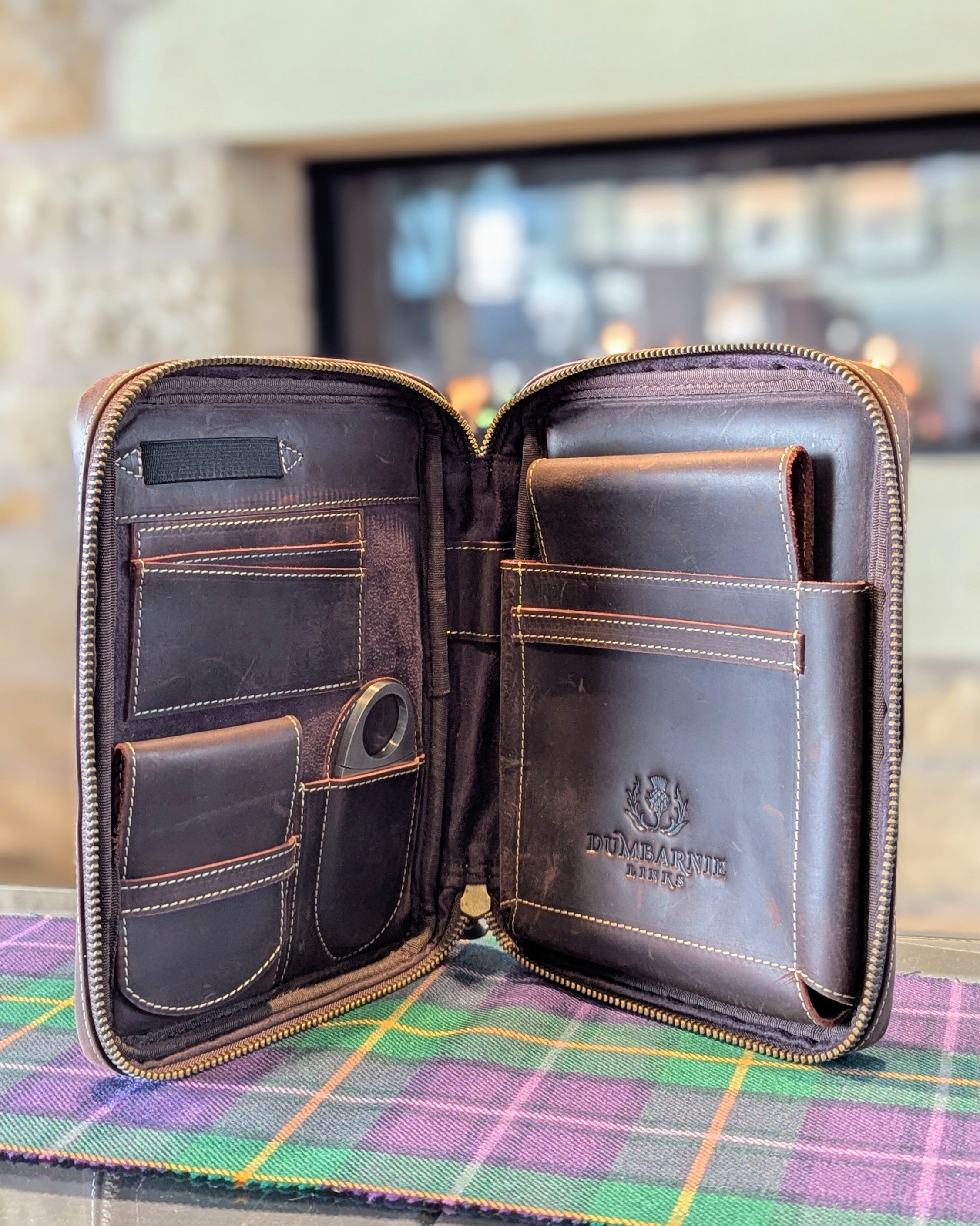 Premium Leather Cigar Wallet in Dark Brown