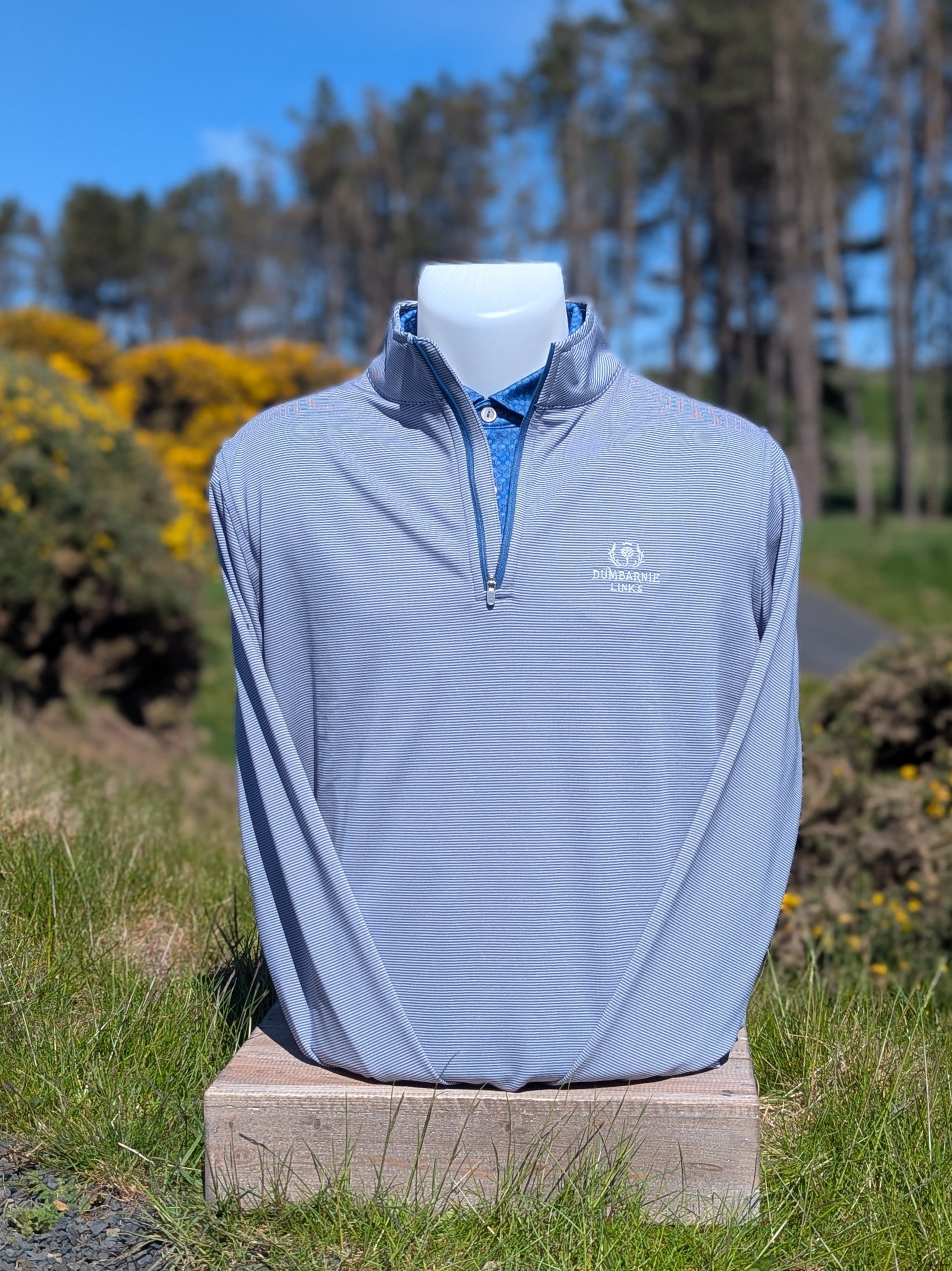 Peter Millar Perth Sugar Stripe Performance 1/4 Zip
