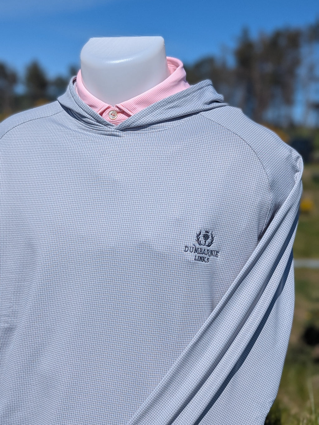 Peter Millar Pine Houndstooth Grey Performance Hoodie
