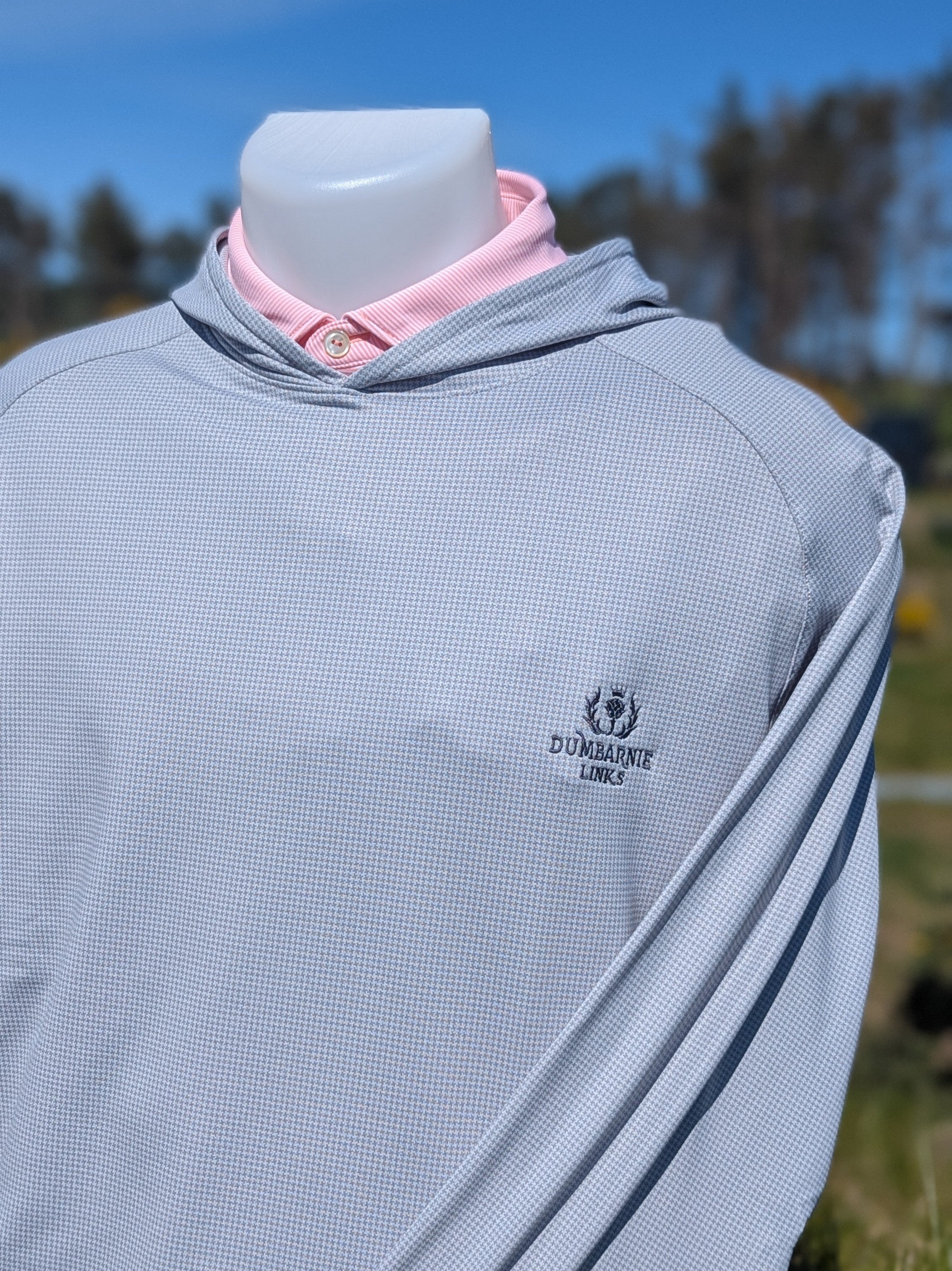 Peter Millar Pine Houndstooth Grey Performance Hoodie