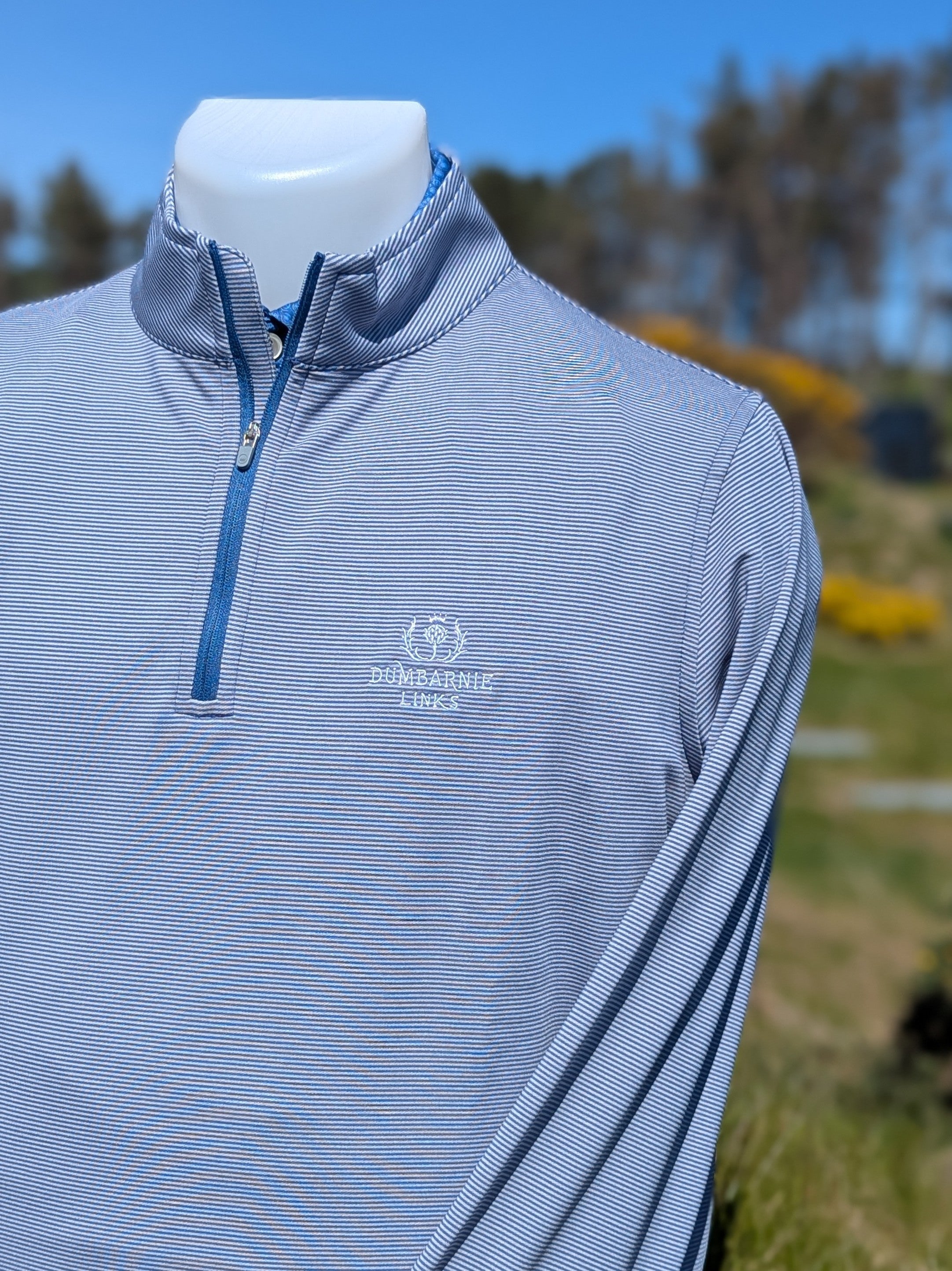 Peter Millar Perth Sugar Stripe Performance 1/4 Zip
